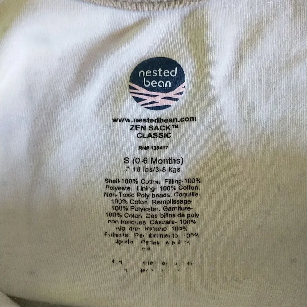 Bean Zen Sack Sleep Sack S 0-6 Months Wearable Blanket 100% Cotton